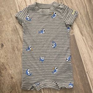 HURLEY BABY BOYS MINI SHARK STRIPED ROMPER